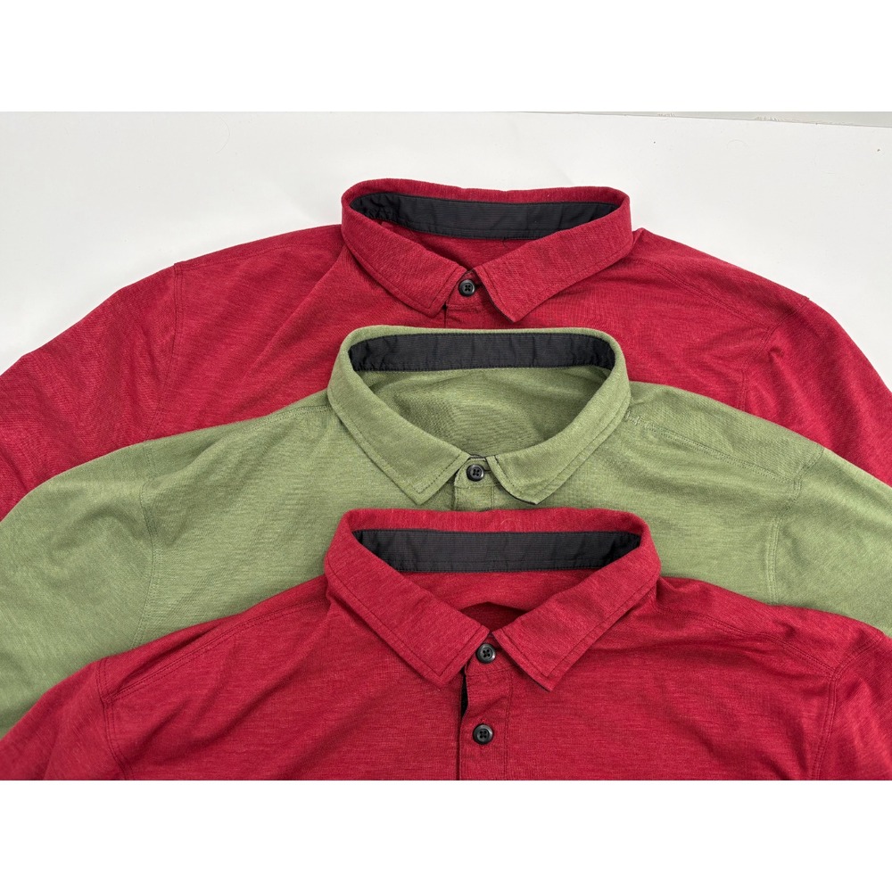 (3) Lululemon Men's Evolution Performance Stretch Short Sleeve Polo Shirts, Med